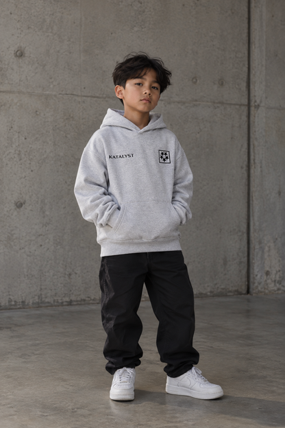 Essential Kids Fleece Hoodie - Flower Gray