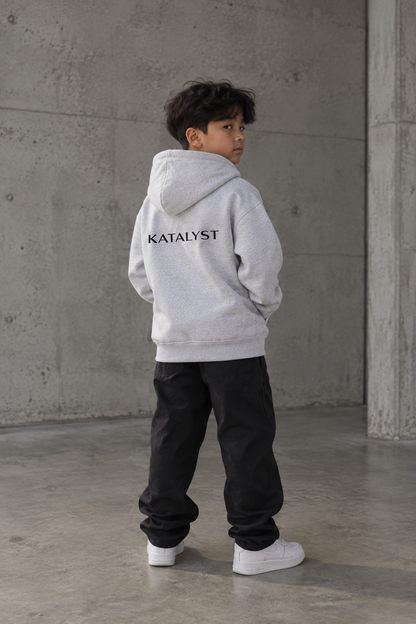 Essential Kids Fleece Hoodie - Flower Gray